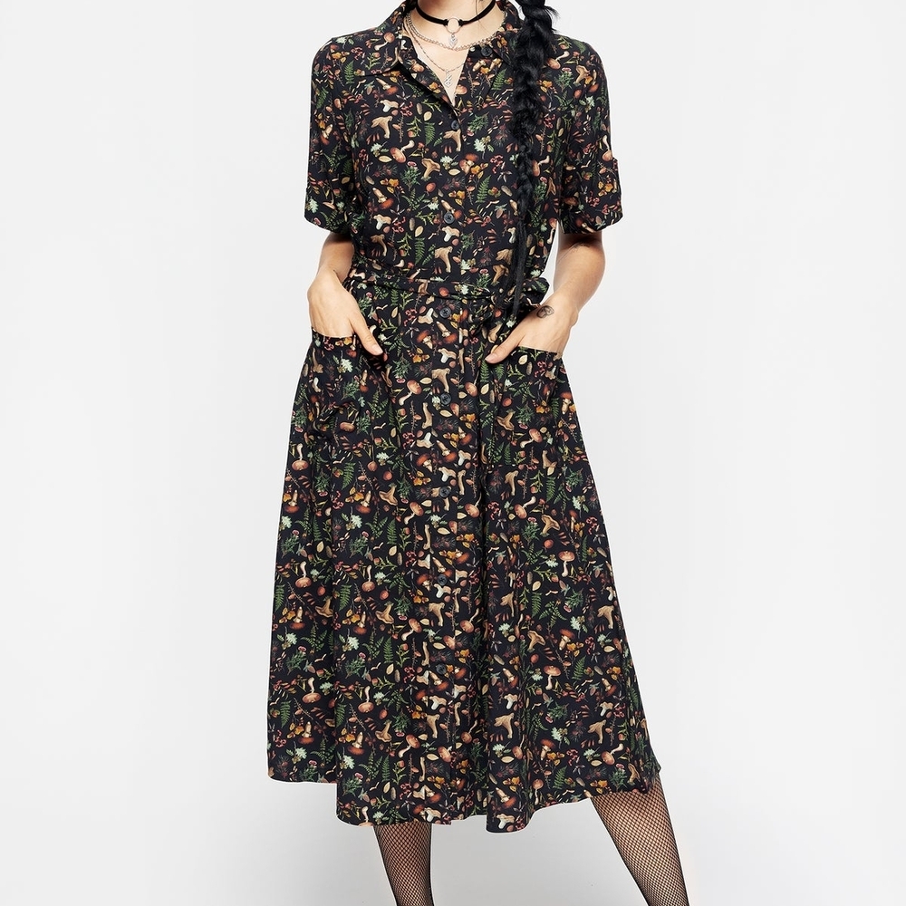 Disturbia Black Floral Midi Dress